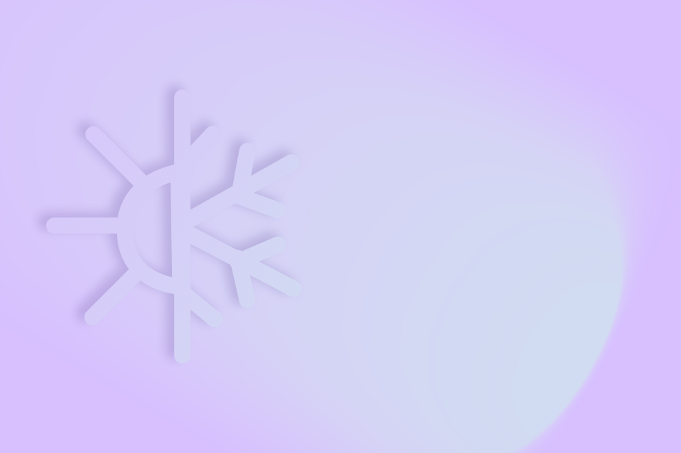 CONTROL4 NRG: Climatul dvs. ideal în fiecare cameră. Illustrazione simbolo caldo/freddo su sfondo colorato azzurro/viola.